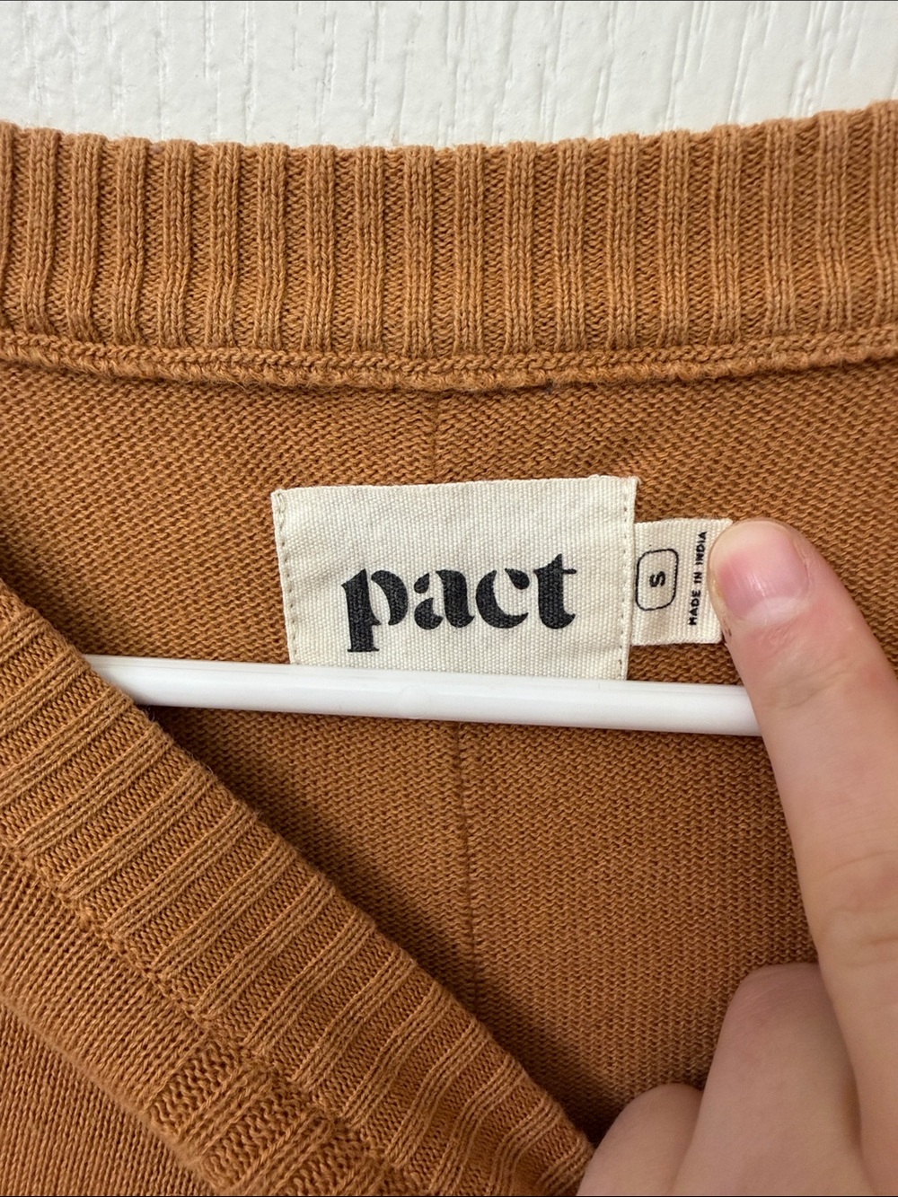 PACT Women's Organic Cotton Classic Fine Knit Crew Sweater in Burnt Orange - Picture 3 of 5
